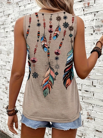 Sommer Tanktop mit Print Ärmellos, Leicht & Luftig