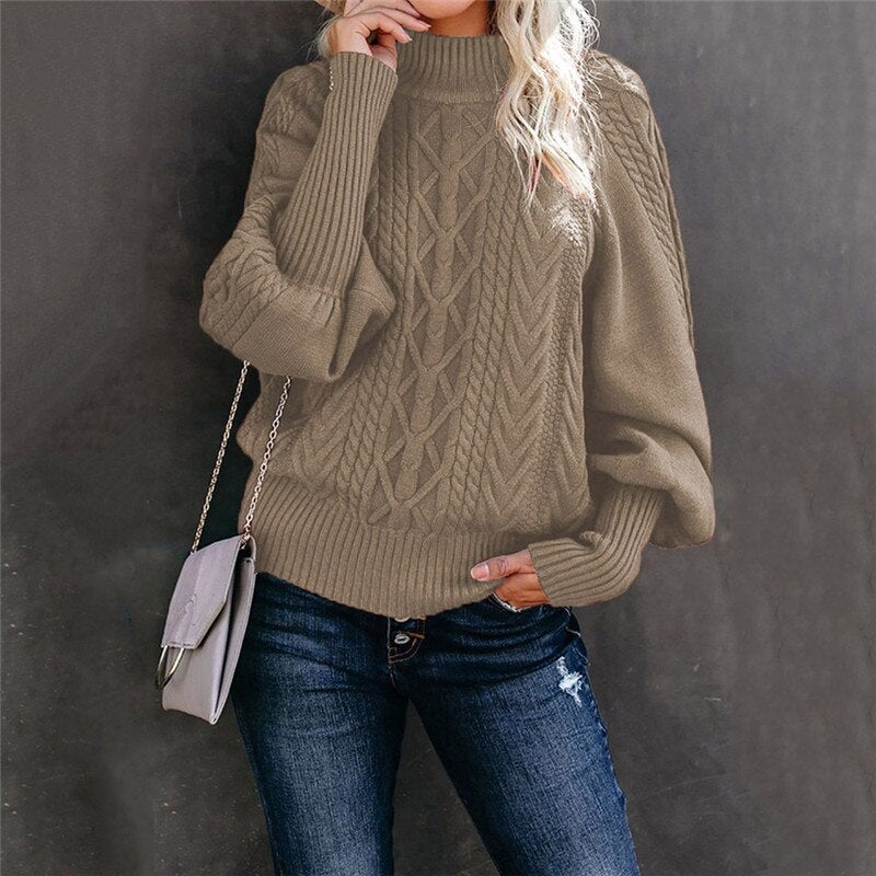 ChillChic Jacquard Pullover mit hohem Halsausschnitt