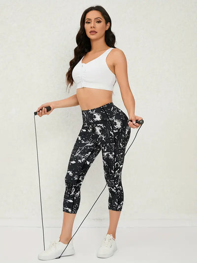 Capri-Leggings mit Tintendruck für Frauen