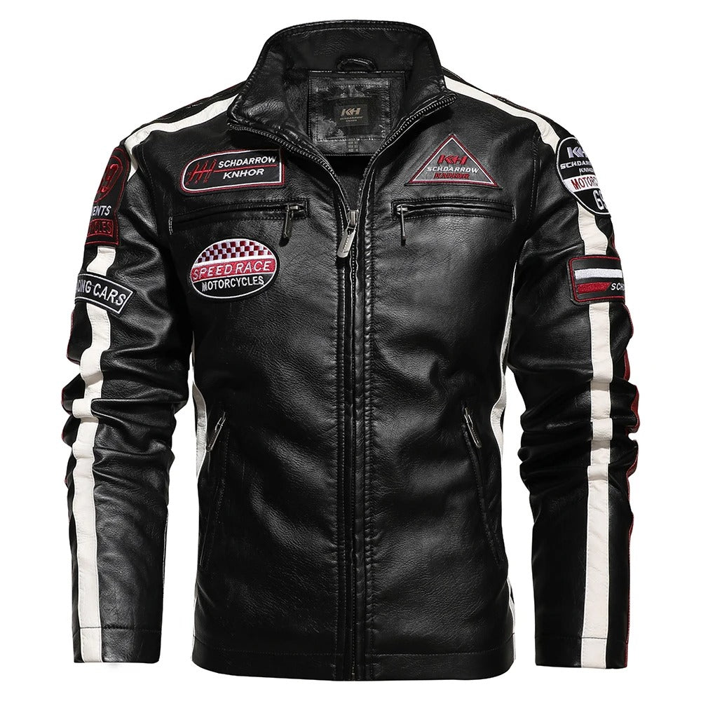 Fritz - Herren-Motorradjacke mit Vintage-Stickerei