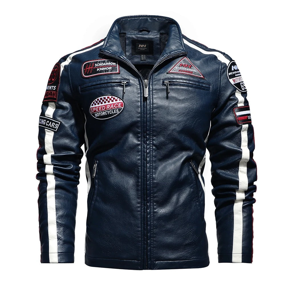 Fritz - Herren-Motorradjacke mit Vintage-Stickerei