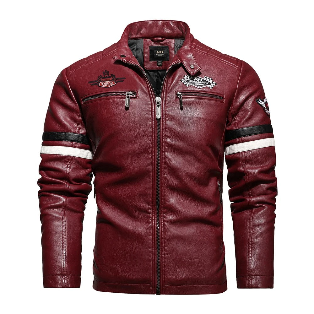 Fritz - Herren-Motorradjacke mit Vintage-Stickerei