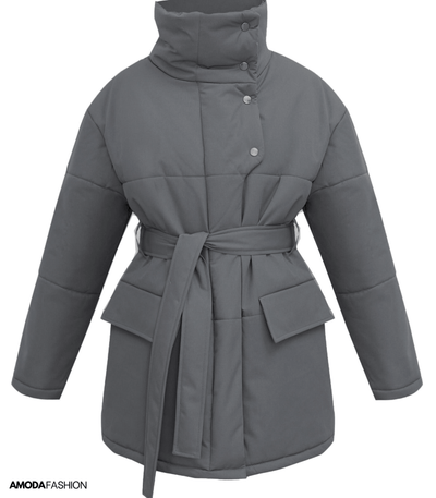 Vintage Puffer-Bürojacke mit Gürtel