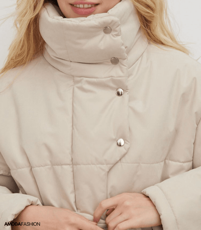 Vintage Puffer-Bürojacke mit Gürtel