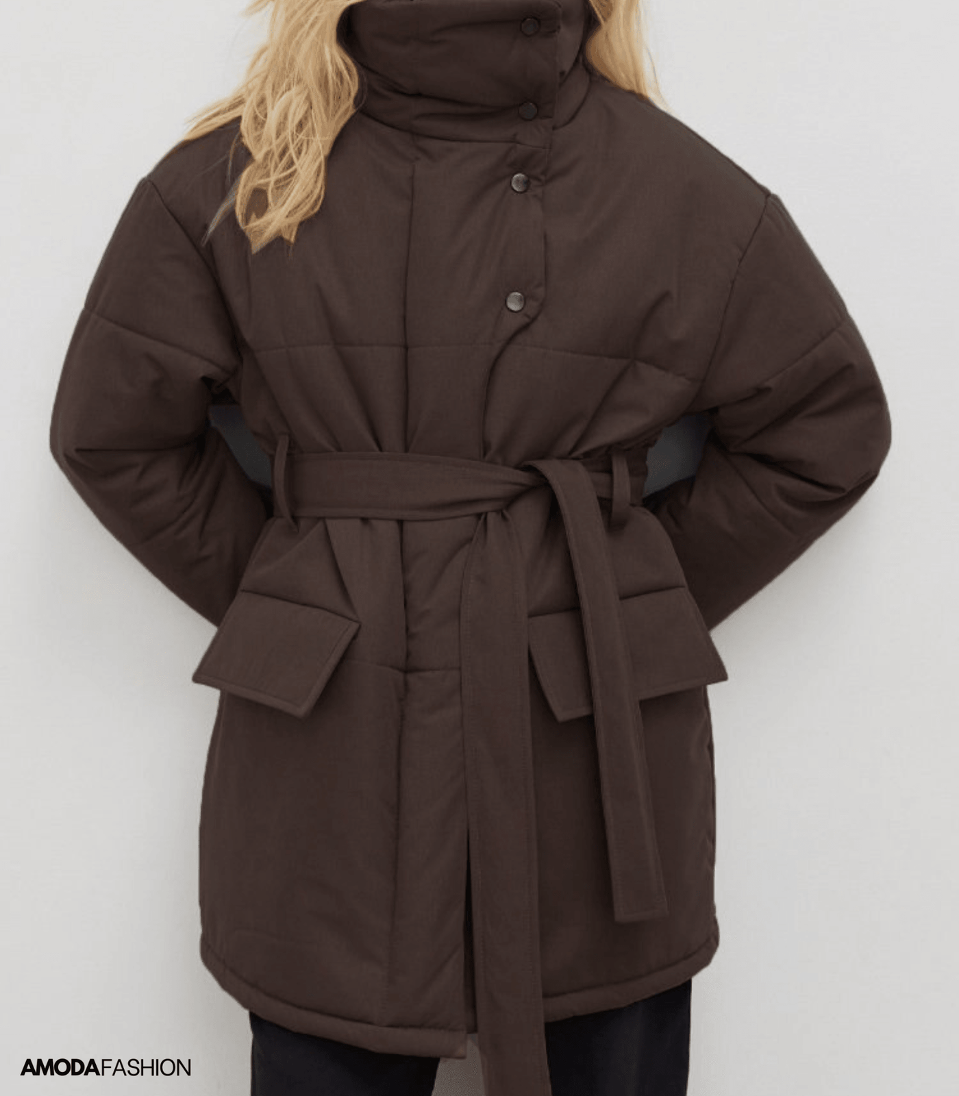 Vintage Puffer-Bürojacke mit Gürtel