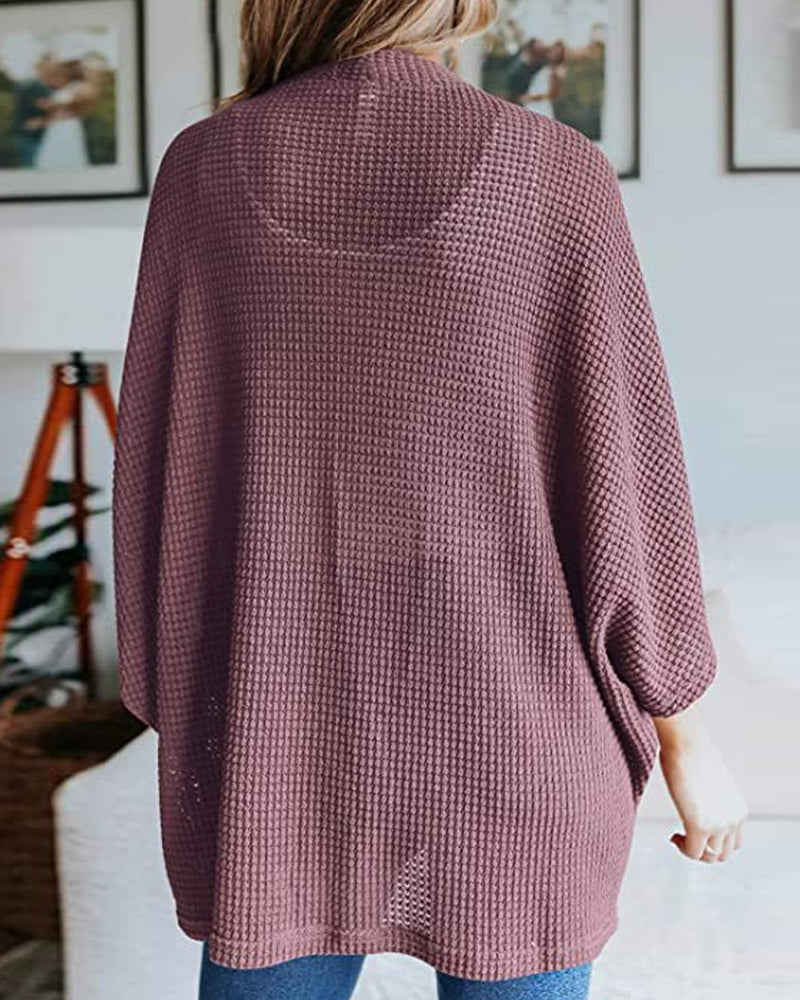 Einfarbiger Cardigan mit 3/4-Ärmeln