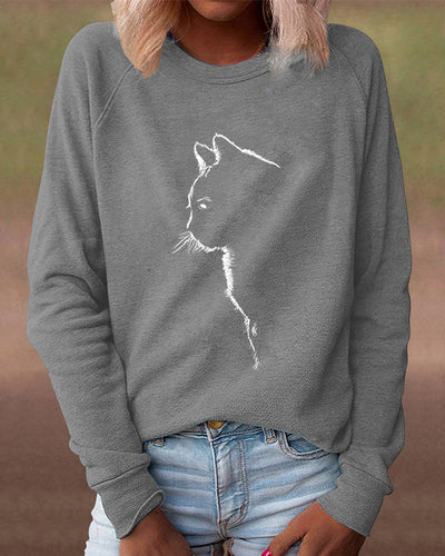 Sweatshirt mit Katzen-Print