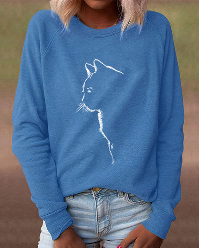 Sweatshirt mit Katzen-Print