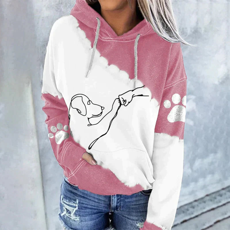 Amora Trendiger lockerer Hoodie mit Hundeaufdruck