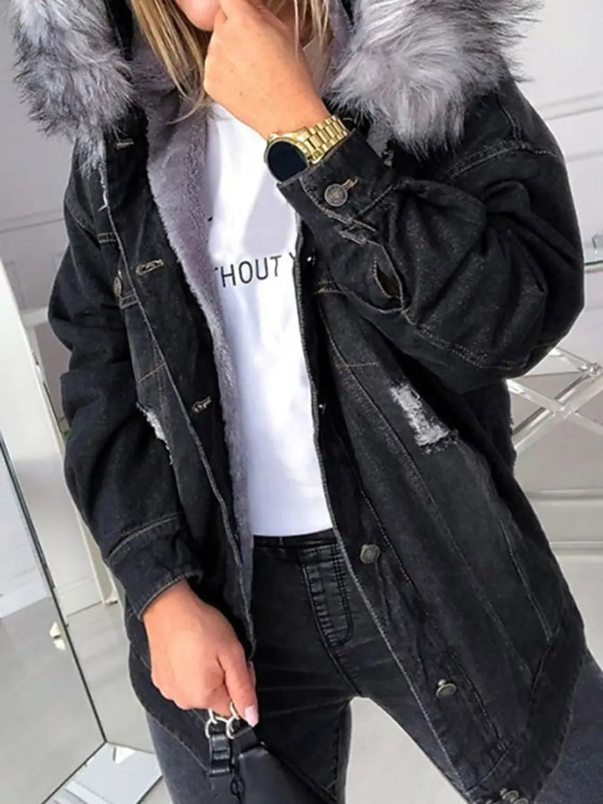 Belle Jeansjacke mit Pelz