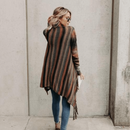 Malia Herbst und Winter Mittellange Strickjacke