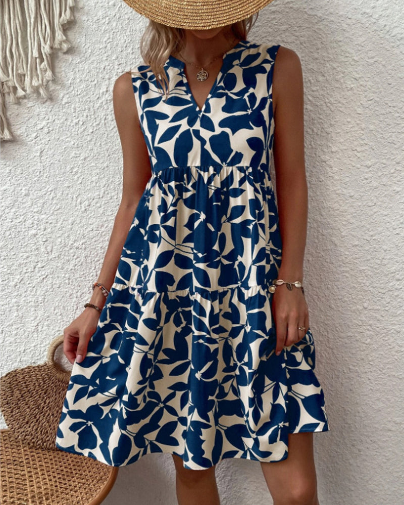 Ärmelloses Kleid mit Blättern