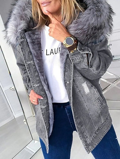 Belle Jeansjacke mit Pelz