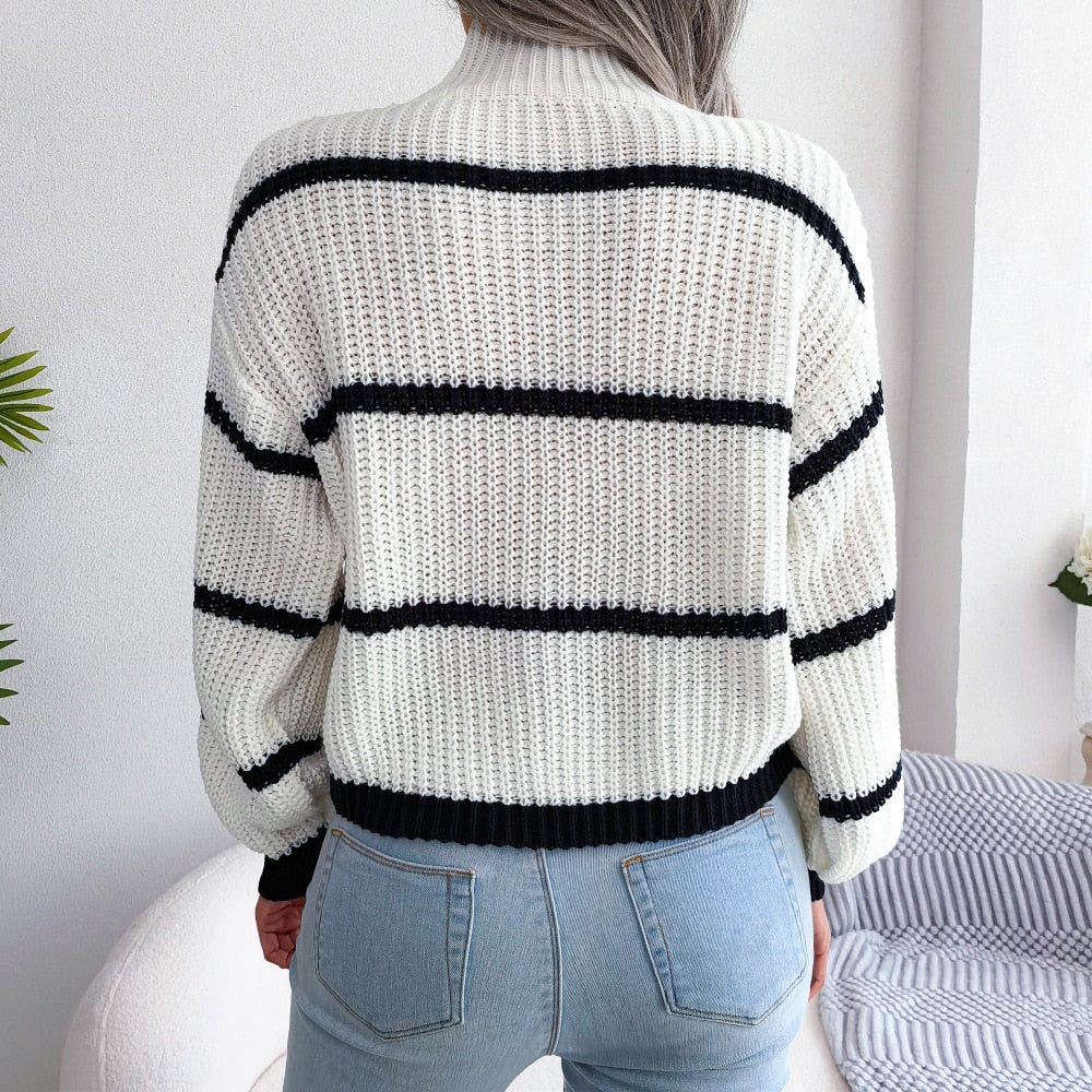 Halia | Gestreifter Pullover mit Rollkragen