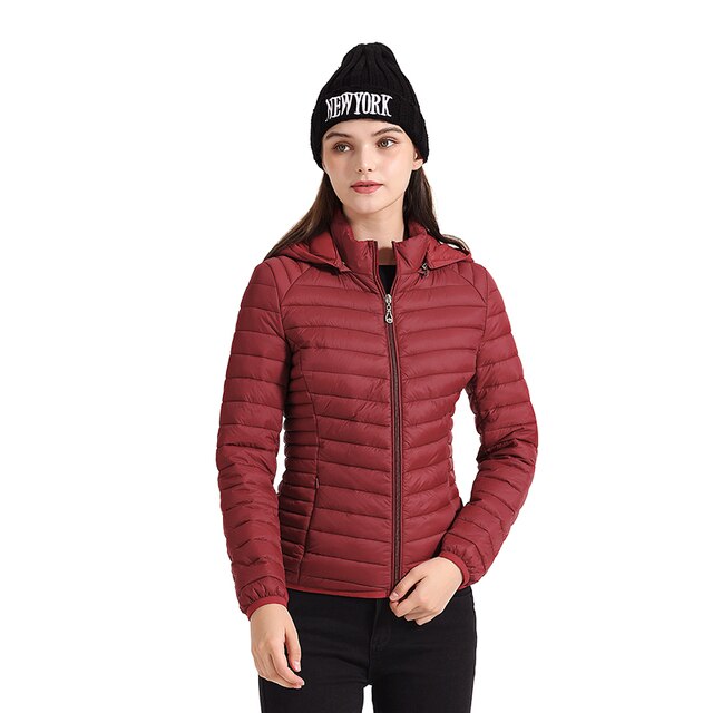 Celine - Ultraleichte gepolsterte Pufferjacke Mantel mit abnehmbarer Kapuze Outdoor