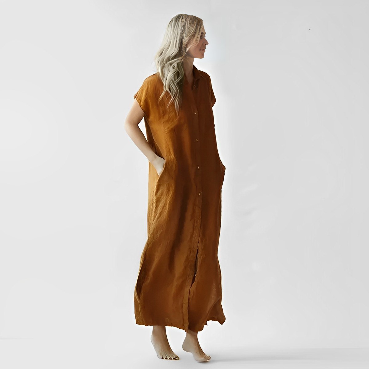 Minimalismus Ärmelloses Hemdkleid  - AMANDINE