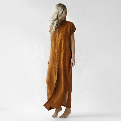 Minimalismus Ärmelloses Hemdkleid  - AMANDINE